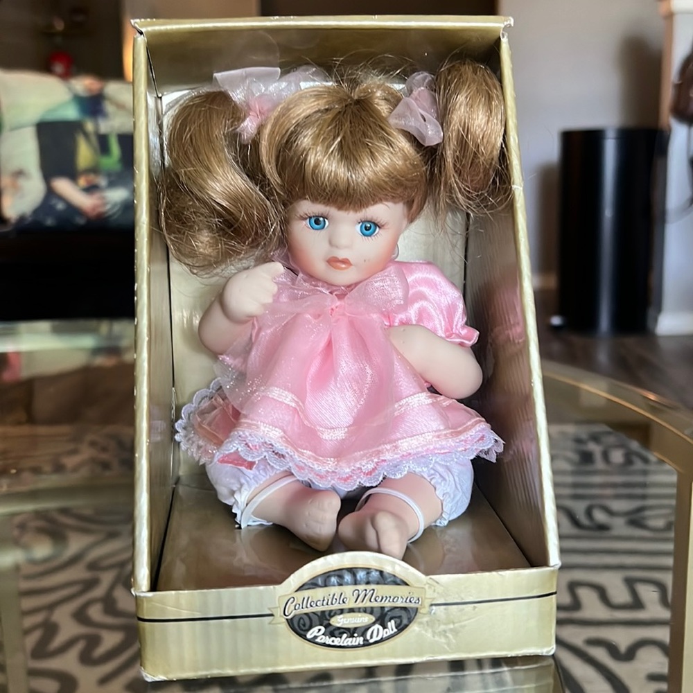 Collectible Memories Handcrafted  Jointed Porcelain Doll Fine Bisque Porcelain